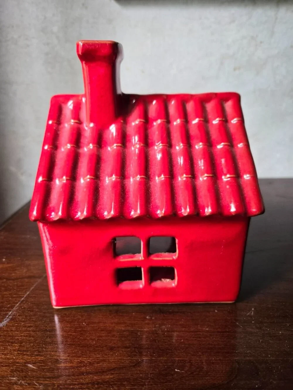 Red Schoolhouse Candle Holder